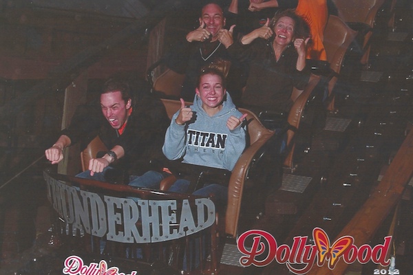 Riding a scary rollercoast at Dollywood. Prayer is also scary.